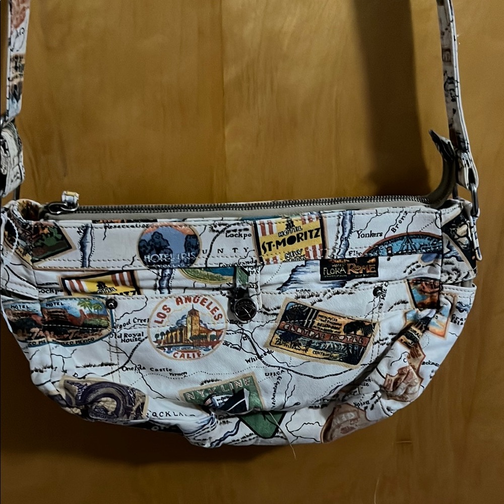 Fossil vintage Travel-Themed White Crossbody Bag